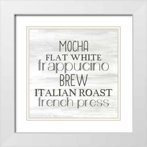 Coffee Beans 4 White Modern Wood Framed Art Print with Double Matting by Bailey, Ann
