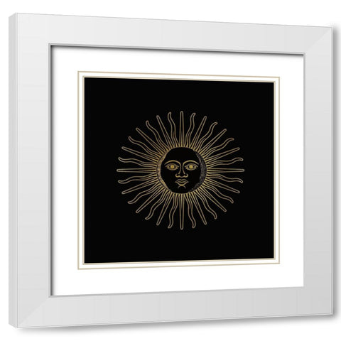 Sun Moon Gold 1 White Modern Wood Framed Art Print with Double Matting by Bailey, Ann