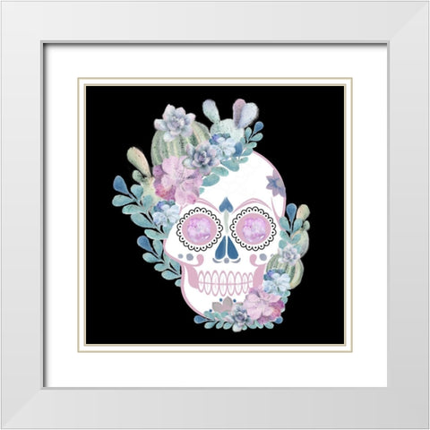 Succulent Skull White Modern Wood Framed Art Print with Double Matting by Bailey, Ann