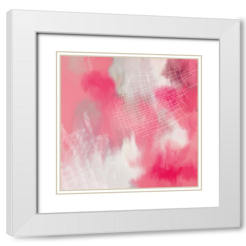 Pink Cross Hatched White Modern Wood Framed Art Print with Double Matting by Bailey, Ann