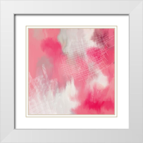 Pink Cross Hatched White Modern Wood Framed Art Print with Double Matting by Bailey, Ann