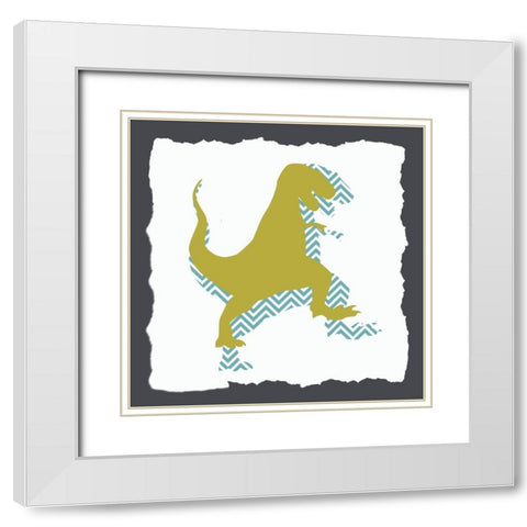 Dino 2 White Modern Wood Framed Art Print with Double Matting by Bailey, Ann
