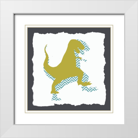 Dino 2 White Modern Wood Framed Art Print with Double Matting by Bailey, Ann