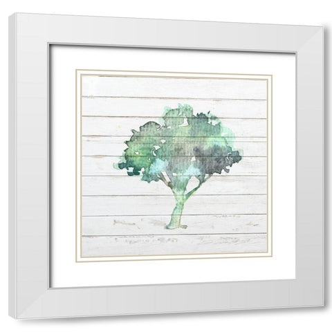 Watercolor Tree 1 White Modern Wood Framed Art Print with Double Matting by Bailey, Ann