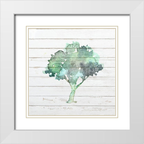 Watercolor Tree 1 White Modern Wood Framed Art Print with Double Matting by Bailey, Ann