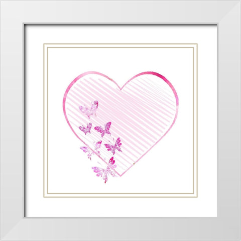 Butterfly Heart 2 White Modern Wood Framed Art Print with Double Matting by Bailey, Ann