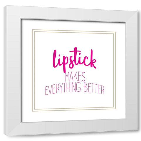 Lipstick 2 White Modern Wood Framed Art Print with Double Matting by Bailey, Ann