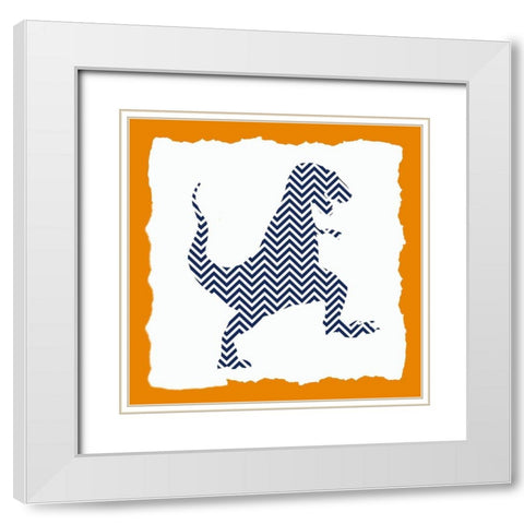 Dinosaurs 2 Zig White Modern Wood Framed Art Print with Double Matting by Bailey, Ann