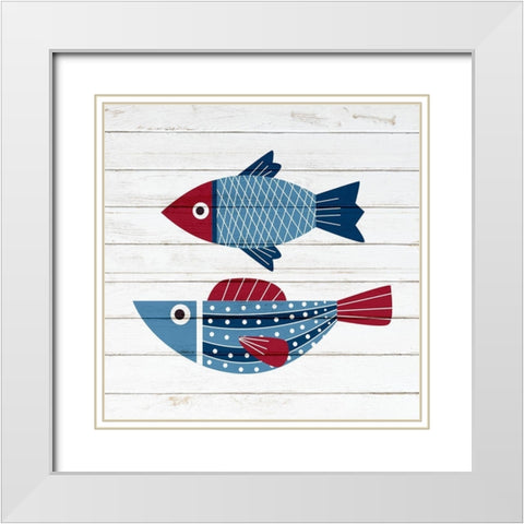 Americana Fish 4 White Modern Wood Framed Art Print with Double Matting by Bailey, Ann