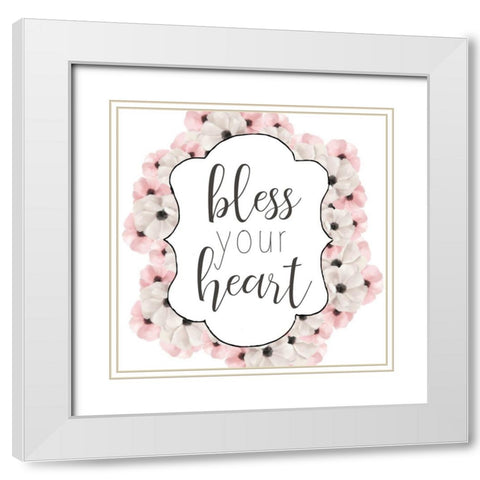 Bless Your Heart White Modern Wood Framed Art Print with Double Matting by Bailey, Ann