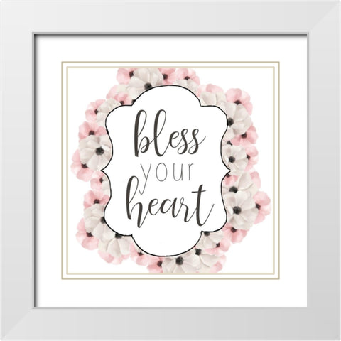 Bless Your Heart White Modern Wood Framed Art Print with Double Matting by Bailey, Ann