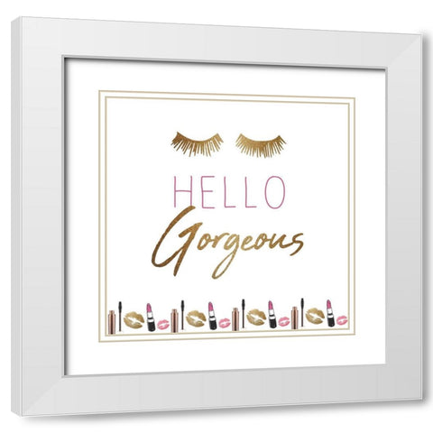 Hello Gorgeous White Modern Wood Framed Art Print with Double Matting by Bailey, Ann