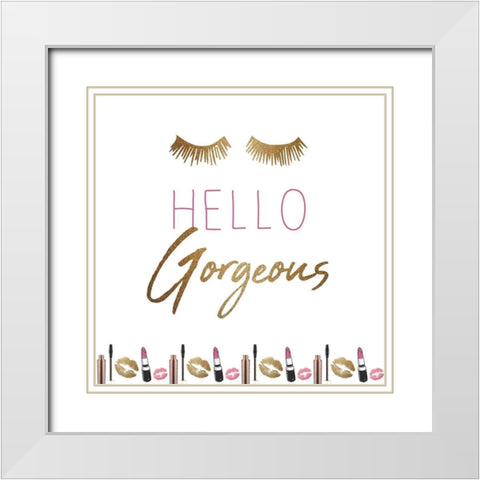 Hello Gorgeous White Modern Wood Framed Art Print with Double Matting by Bailey, Ann