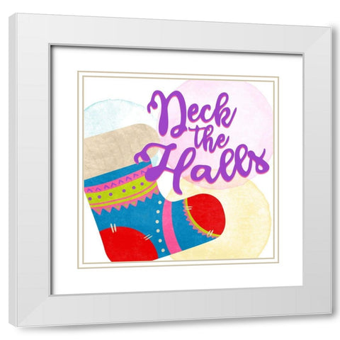 Deck the Halls White Modern Wood Framed Art Print with Double Matting by Bailey, Ann