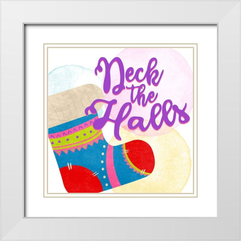 Deck the Halls White Modern Wood Framed Art Print with Double Matting by Bailey, Ann