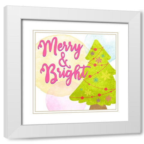Merry and Bright White Modern Wood Framed Art Print with Double Matting by Bailey, Ann