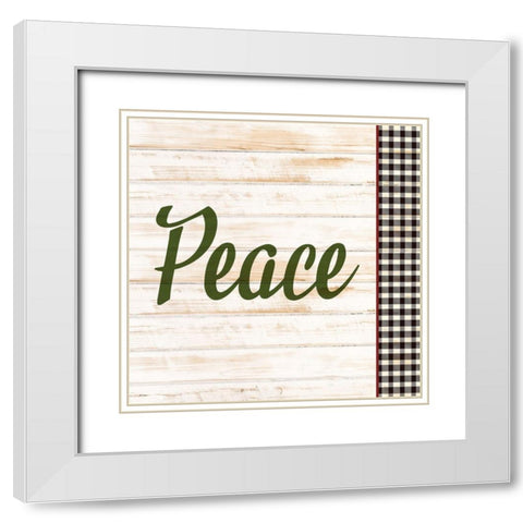 Peace Plaid White Modern Wood Framed Art Print with Double Matting by Bailey, Ann