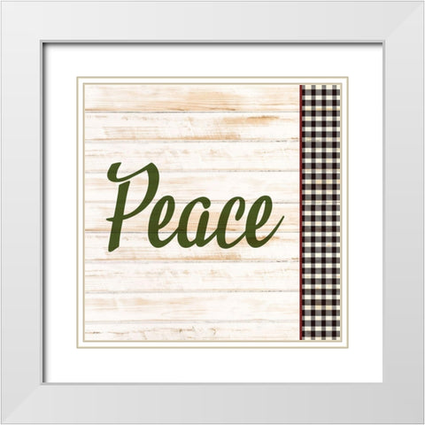 Peace Plaid White Modern Wood Framed Art Print with Double Matting by Bailey, Ann