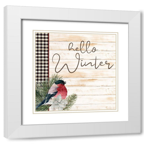Hello Winter White Modern Wood Framed Art Print with Double Matting by Bailey, Ann