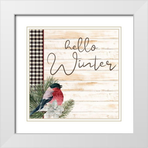 Hello Winter White Modern Wood Framed Art Print with Double Matting by Bailey, Ann