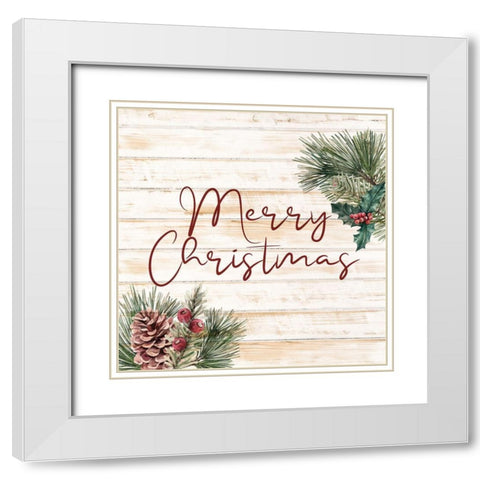 Merry Christmas White Modern Wood Framed Art Print with Double Matting by Bailey, Ann
