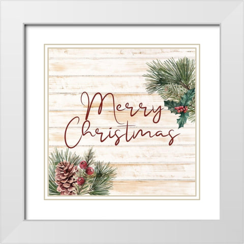 Merry Christmas White Modern Wood Framed Art Print with Double Matting by Bailey, Ann