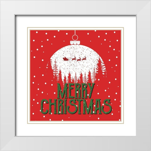 Merry Christmas Ornament White Modern Wood Framed Art Print with Double Matting by Bailey, Ann
