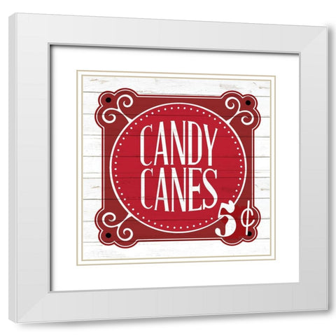 Candy Canes White Modern Wood Framed Art Print with Double Matting by Bailey, Ann