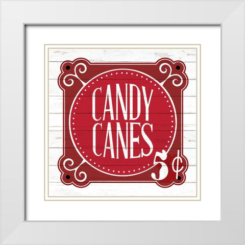 Candy Canes White Modern Wood Framed Art Print with Double Matting by Bailey, Ann