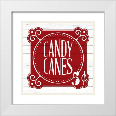 Candy Canes 5 White Modern Wood Framed Art Print with Double Matting by Bailey, Ann
