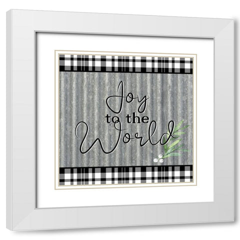 Joy to the World Galvanized White Modern Wood Framed Art Print with Double Matting by Bailey, Ann
