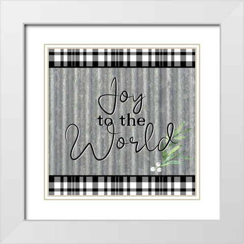 Joy to the World Galvanized White Modern Wood Framed Art Print with Double Matting by Bailey, Ann