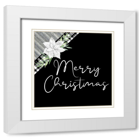 Merry Christmas Galvanized White Modern Wood Framed Art Print with Double Matting by Bailey, Ann