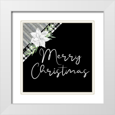 Merry Christmas Galvanized White Modern Wood Framed Art Print with Double Matting by Bailey, Ann