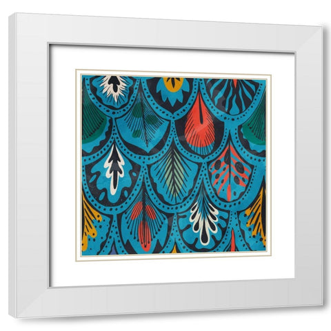 Feather Pattern 1 White Modern Wood Framed Art Print with Double Matting by Bailey, Ann