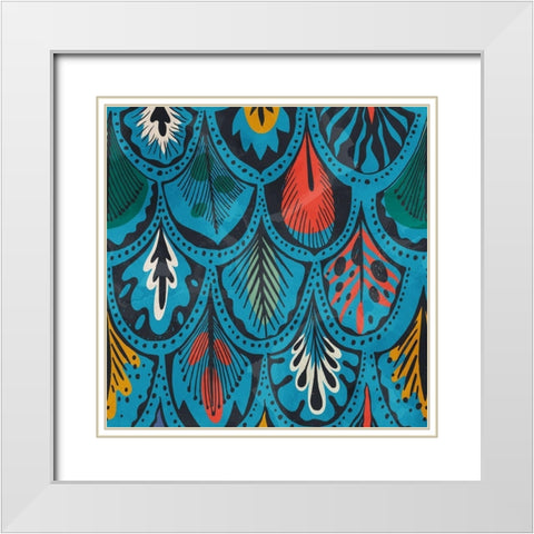 Feather Pattern 1 White Modern Wood Framed Art Print with Double Matting by Bailey, Ann