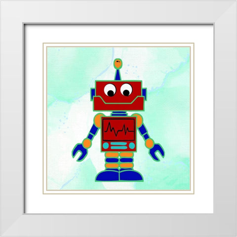 Robot 2 White Modern Wood Framed Art Print with Double Matting by Bailey, Ann
