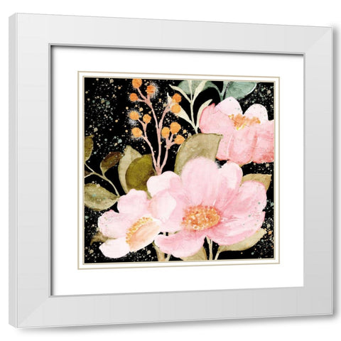 On Black Floral White Modern Wood Framed Art Print with Double Matting by Bailey, Ann