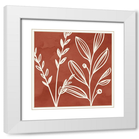 Fall Botanicals 1 White Modern Wood Framed Art Print with Double Matting by Bailey, Ann