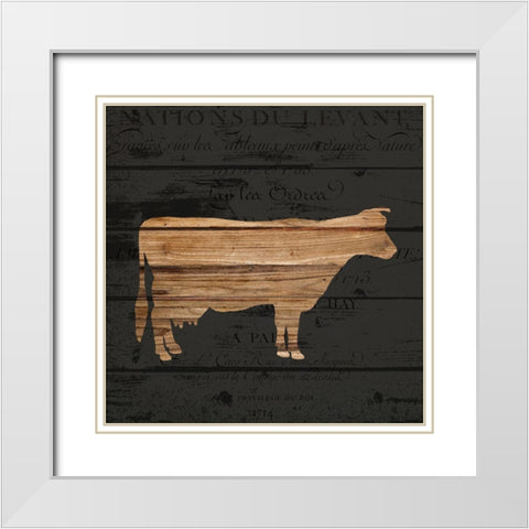 Moo White Modern Wood Framed Art Print with Double Matting by Bailey, Ann