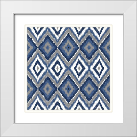 Ikat Blues White Modern Wood Framed Art Print with Double Matting by Bailey, Ann