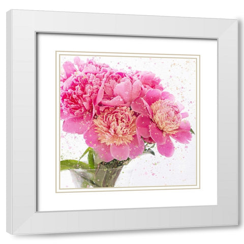 Peonies White Modern Wood Framed Art Print with Double Matting by Bailey, Ann