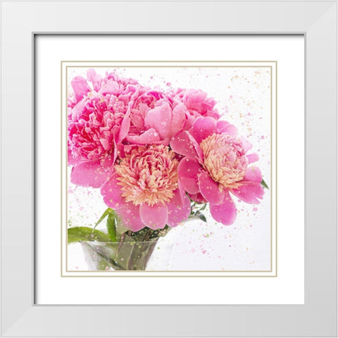 Peonies White Modern Wood Framed Art Print with Double Matting by Bailey, Ann