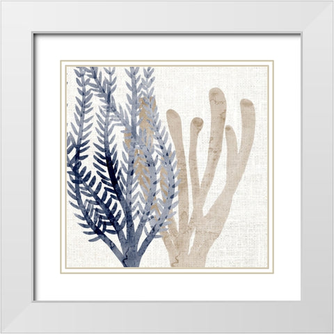 Coral Blue And Sand White Modern Wood Framed Art Print with Double Matting by Bailey, Ann