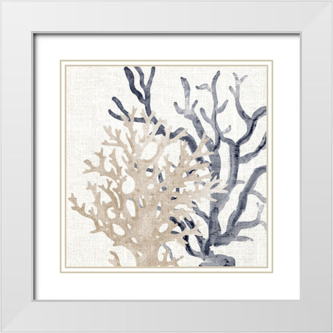 Coral Blue And Sand 2 White Modern Wood Framed Art Print with Double Matting by Bailey, Ann