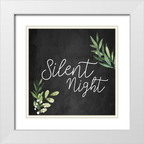 Silent Night Chalkboard White Modern Wood Framed Art Print with Double Matting by Bailey, Ann