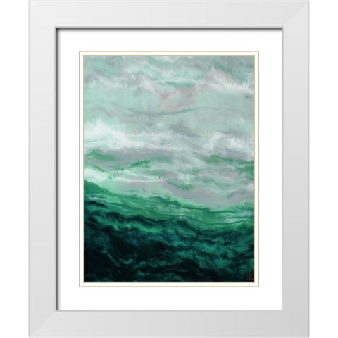 Green Waterfall I White Modern Wood Framed Art Print with Double Matting by Dyer, Beverly