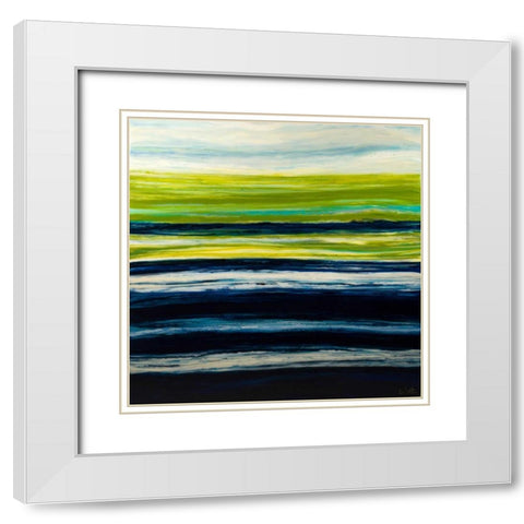 Emerald Horizon White Modern Wood Framed Art Print with Double Matting by Bilotta, Barbara