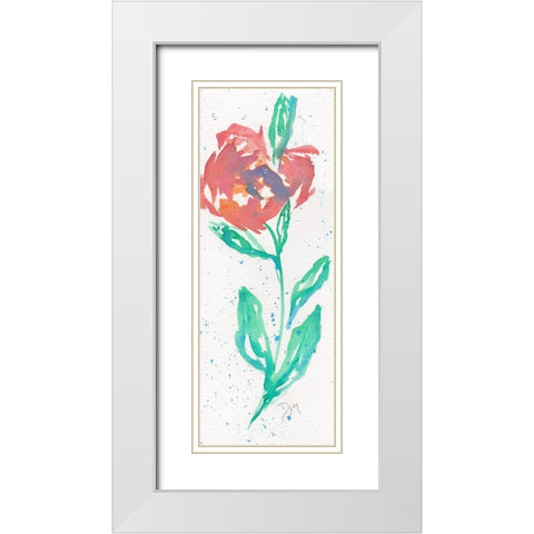 2019 Florals Peony I White Modern Wood Framed Art Print with Double Matting by Dyer, Beverly