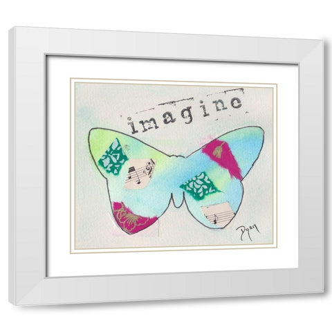 Butterfly Imagine White Modern Wood Framed Art Print with Double Matting by Dyer, Beverly
